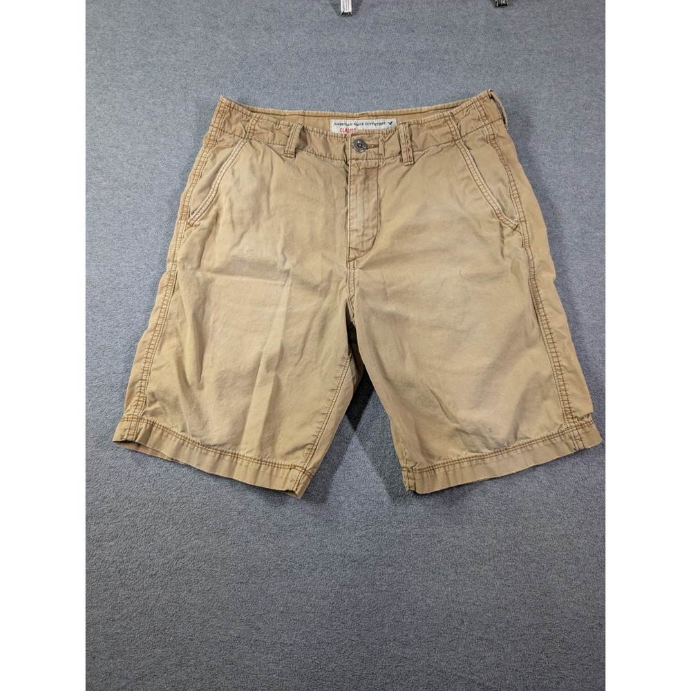 American Eagle Outfitters Classic‎ Khaki Chino Shorts Men's 31 Distressed Faded